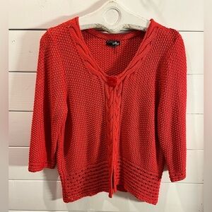 LES COLLECTIONS MAT Red Knit Cardigan – Size XL
